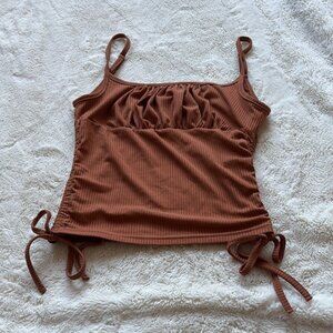 SHEIN Brown Fitted Ribbed Cropped Tank Small